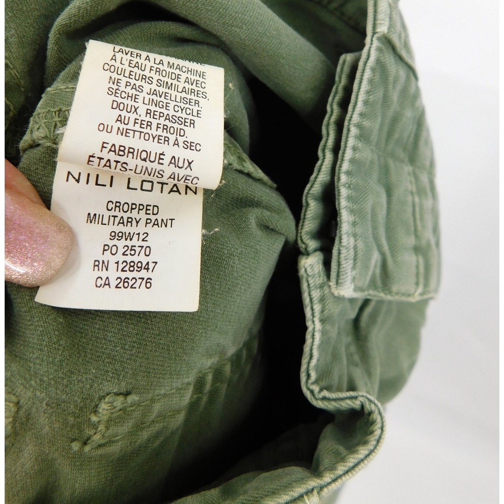 Nili Lotan Cropped Military Pant Olive Green Utility Cargo Trousers Size 4 USA - Picture 6 of 6